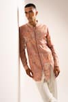 Buy_Project Bandi_Pink Kurta Cotton Linen Printed Floral Rose Versailles And Pant Set 