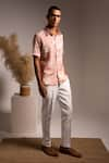 Shop_Project Bandi_Pink Cotton Linen Printed Flower Under The Sky Shirt _at_Aza_Fashions