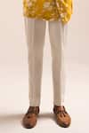 Shop_Project Bandi_Yellow Kurta Mallai Cotton Printed Rose Pajama Set_Online_at_Aza_Fashions