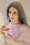 PRIYAL PRAKASH_Pink Blouse Chanderi Embroidered Bead Boat Zari Saree Set_Online