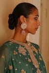 MAISARA JEWELRY_Gold Plated Ruby Embellished Jhumkas _Online_at_Aza_Fashions