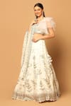 Shop_Two Sisters By Gyans_White Georgette Embroidery Sequin And Beads V Neck Garden Lehenga Set _Online_at_Aza_Fashions