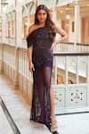 Buy_Babita Malkani_Wine Tulle Embroidered Sequin One Shoulder Gown_at_Aza_Fashions