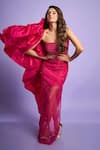 Buy_Babita Malkani_Pink Tulle, Silk Satin Crystals, Sequins Bandeau Floral Embroidered Tube Gown _at_Aza_Fashions