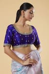 Samyukta Singhania_Purple Mulberry Silk Embroidered Zari U Neck Blouse _Online_at_Aza_Fashions