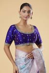 Buy_Samyukta Singhania_Purple Mulberry Silk Embroidered Zari U Neck Blouse _Online_at_Aza_Fashions