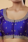 Samyukta Singhania_Purple Mulberry Silk Embroidered Zari U Neck Blouse _at_Aza_Fashions