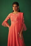 Mehak Murpana_Pink Double Georgette Embroidery Thread Boat Neck Floral Anarkali With Dupatta _Online_at_Aza_Fashions