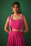 Buy_Mehak Murpana_Pink Georgette Embroidery Mirror Jacket Open Work Cropped Dhoti Pant Set _Online_at_Aza_Fashions