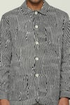 Shop_Abraham & Thakore_Black 100% Cotton Print Broken Pinstripe Jacket _Online_at_Aza_Fashions