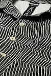 Abraham & Thakore_Black 100% Cotton Print Broken Pinstripe Jacket _at_Aza_Fashions