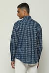 Shop_Abraham & Thakore_Blue 100% Cotton Compact Voile Print Number Shirt _at_Aza_Fashions