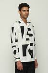 Shop_Abraham & Thakore_White 100% Cotton Poplin Print Calligraphy Shirt _Online_at_Aza_Fashions