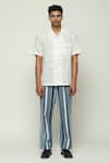 Buy_Abraham & Thakore_White 100% Cotton Poplin Print Calligraphy Kantha Shirt _at_Aza_Fashions