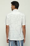 Shop_Abraham & Thakore_White 100% Cotton Poplin Print Calligraphy Kantha Shirt _at_Aza_Fashions