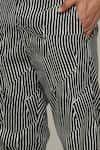 Abraham & Thakore_Black 100% Cotton Print Broken Pinstripe Trouser _Online_at_Aza_Fashions