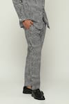 Shop_Abraham & Thakore_Black 100% Cotton Print Broken Pinstripe Trouser _Online_at_Aza_Fashions