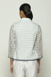 Shop_Abraham & Thakore_Blue Silk Checkered Collared Pattern Shirt _at_Aza_Fashions