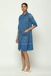 Buy_Abraham & Thakore_Blue Silk Embellished Sequin Collared Dress _Online_at_Aza_Fashions