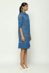 Shop_Abraham & Thakore_Blue Silk Embellished Sequin Collared Dress _Online_at_Aza_Fashions