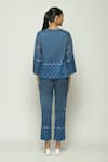 Shop_Abraham & Thakore_Blue Silk Embellished Sequin V Neck Shirt _at_Aza_Fashions