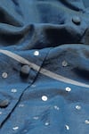 Abraham & Thakore_Blue Silk Embellished Sequin V Neck Shirt _at_Aza_Fashions