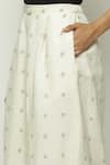 Abraham & Thakore_Off White 100% Cotton Jamdani Border Dotted Trouser _at_Aza_Fashions