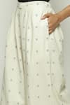 Abraham & Thakore_Off White 100% Cotton Jamdani Border Dotted Pattern Trouser _at_Aza_Fashions