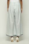 Shop_Abraham & Thakore_Blue Silk Maheshwar Gingham Checkered Trouser _Online_at_Aza_Fashions