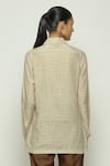 Shop_Abraham & Thakore_Beige Silk Dotted Button Down Shirt _at_Aza_Fashions