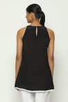 Shop_Abraham & Thakore_Black Silk Crepe De Chine Embroidery Sequin Halter Neck Circlet Bloom Tunic _at_Aza_Fashions