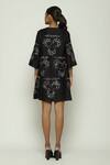 Shop_Abraham & Thakore_Black Chanderi Embroidery Sequin Round Neck Ottoman Turkish Moon Dress _at_Aza_Fashions