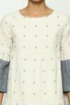 Shop_Abraham & Thakore_Ivory 100% Cotton Dot Round Neck Pattern Bell Sleeves Dress _Online_at_Aza_Fashions