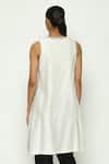 Shop_Abraham & Thakore_Ivory Chanderi Embellished Mother Of Pearl Button Round Neck Tunic _at_Aza_Fashions