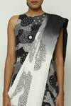 Shop_Abraham & Thakore_Black Silk Crepe De Chine Embellished Sequin Circlet Fleur Ombre Saree _Online_at_Aza_Fashions