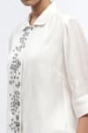 Abraham & Thakore_Ivory Chanderi Embellished Mother Of Pearl Button Collar Neck Shirt _at_Aza_Fashions