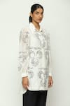 Shop_Abraham & Thakore_Ivory Chanderi Embellished Sequin Collar Neck Ottoman Turkish Clover Shirt _Online_at_Aza_Fashions