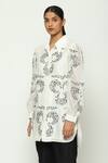 Abraham & Thakore_Ivory Chanderi Embellished Sequin Collar Neck Ottoman Turkish Clover Shirt _at_Aza_Fashions