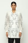 Buy_Abraham & Thakore_Ivory Chanderi Embellished Sequin Collar Neck Ottoman Turkish Clover Shirt 