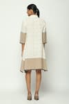 Shop_Abraham & Thakore_Beige 100% Cotton Dot Collar Neck Pattern Shirt Dress _at_Aza_Fashions