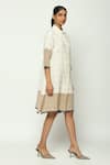 Shop_Abraham & Thakore_Beige 100% Cotton Dot Collar Neck Pattern Shirt Dress _Online_at_Aza_Fashions