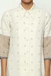 Shop_Abraham & Thakore_Beige 100% Cotton Dot Collar Neck Pattern Shirt Dress 