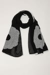 Buy_Abraham & Thakore_Black Sequin Bloom Flower Scarf _at_Aza_Fashions