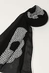 Shop_Abraham & Thakore_Black Sequin Bloom Flower Scarf _at_Aza_Fashions