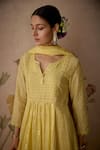 Buy_Kritika Dawar_Yellow Kurta And Dupatta Chanderi Embroidered Thread Notched Sequin Set 