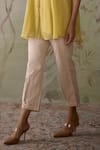 Kritika Dawar_Yellow Tunic Chanderi Embroidered Thread Pleated Short Pintucked And Pant Set _Online_at_Aza_Fashions