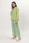 Buy_Musal_Green Cotton Crepe Print Ikat Collared Neck Amy Placement Shirt _Online_at_Aza_Fashions