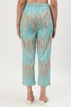 Shop_Musal_Blue Cotton Crepe Print Ikat Collared Neck Carrie Shirt With Pant _Online_at_Aza_Fashions