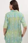 Shop_Musal_Green Cotton Crepe Print Ikat Collared Neck Janet Shirt _at_Aza_Fashions