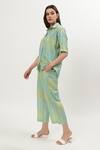 Buy_Musal_Green Cotton Crepe Print Ikat Collared Neck Janet Shirt _Online_at_Aza_Fashions